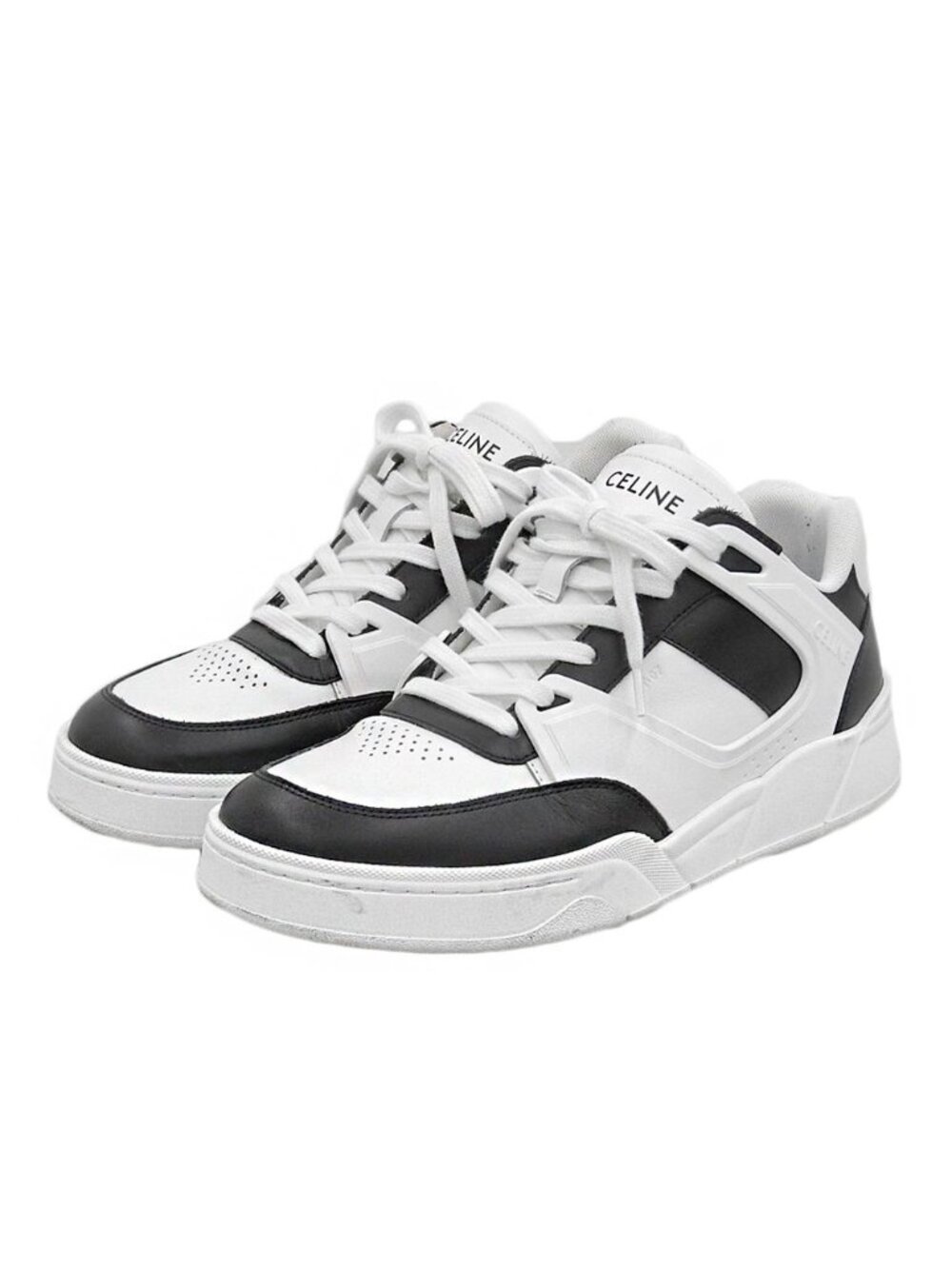 Celine Lace Up Low Sneakers White Black